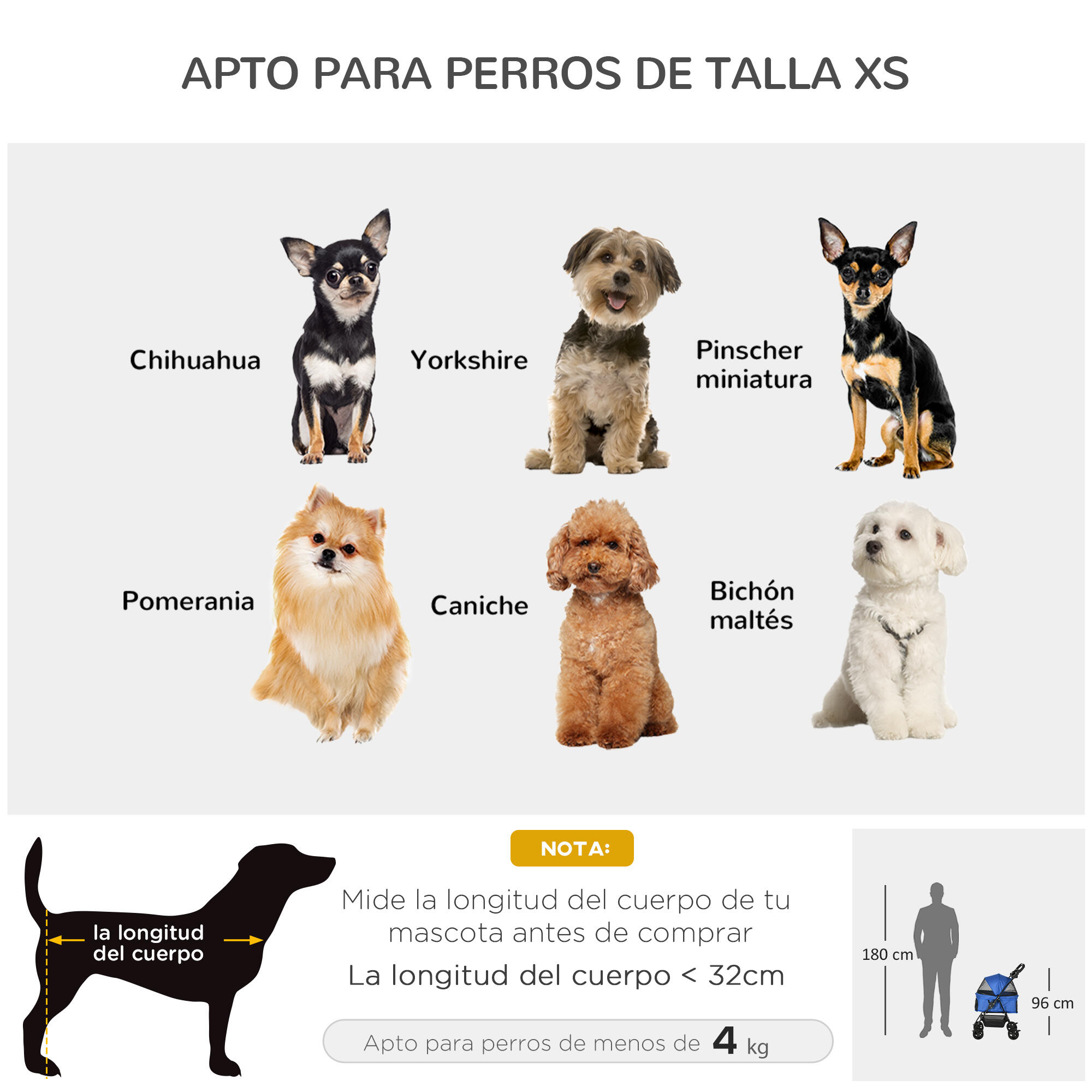 Cochecito para Mascotas PawHut 67x45x96 cm Azul 4/7