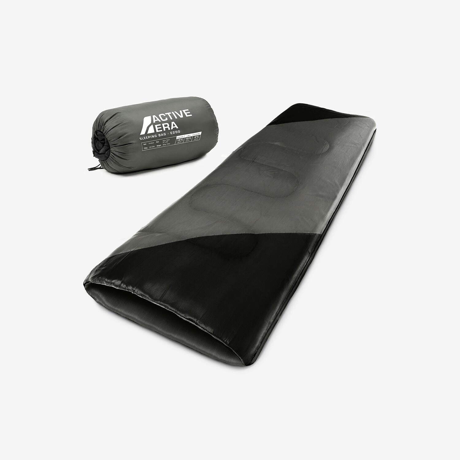 Active Era - Sac De Couchage Rectangulaire 2 Season 5°c (200 Gsm) - Noir - Sac De Couchage - Noir - 186 Cm - Decathlon