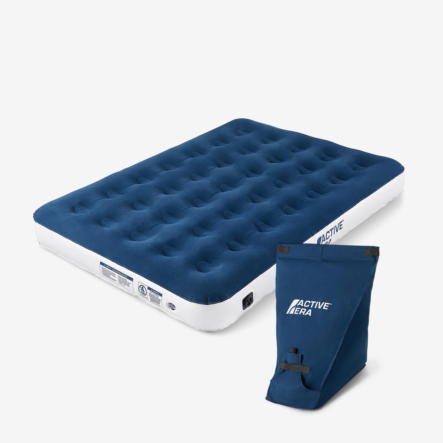 Double Size Camping Air Bed Navy White ACTIVE ERA Decathlon