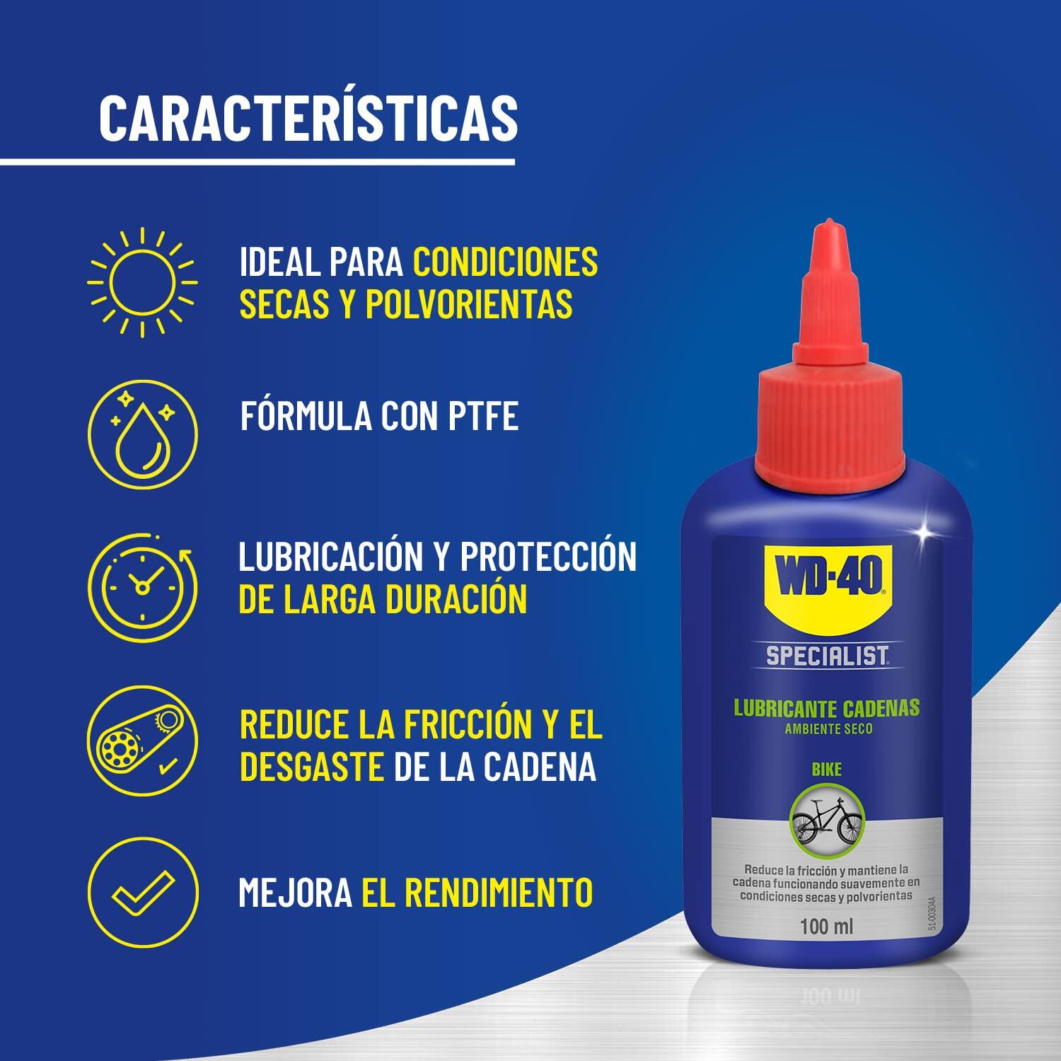 Lubricante de Cadenas de Bicicleta WD-40 Ambiente Seco 100ml 3/3
