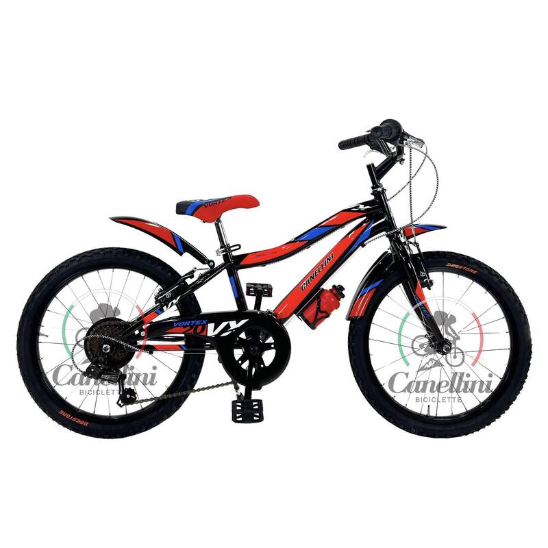 Bicicleta de niño MTB Canellini VORTEX  20" 6V - Negro/Rojo/Azul