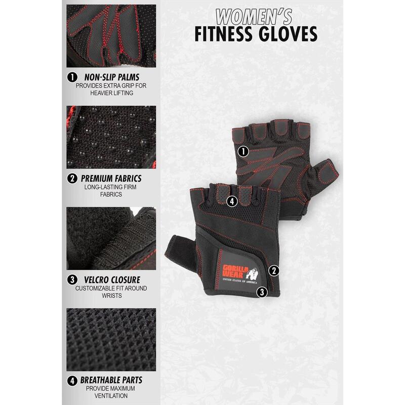 WoPour des hommes Gants de fitness - Noir/Rouge Stitched - M