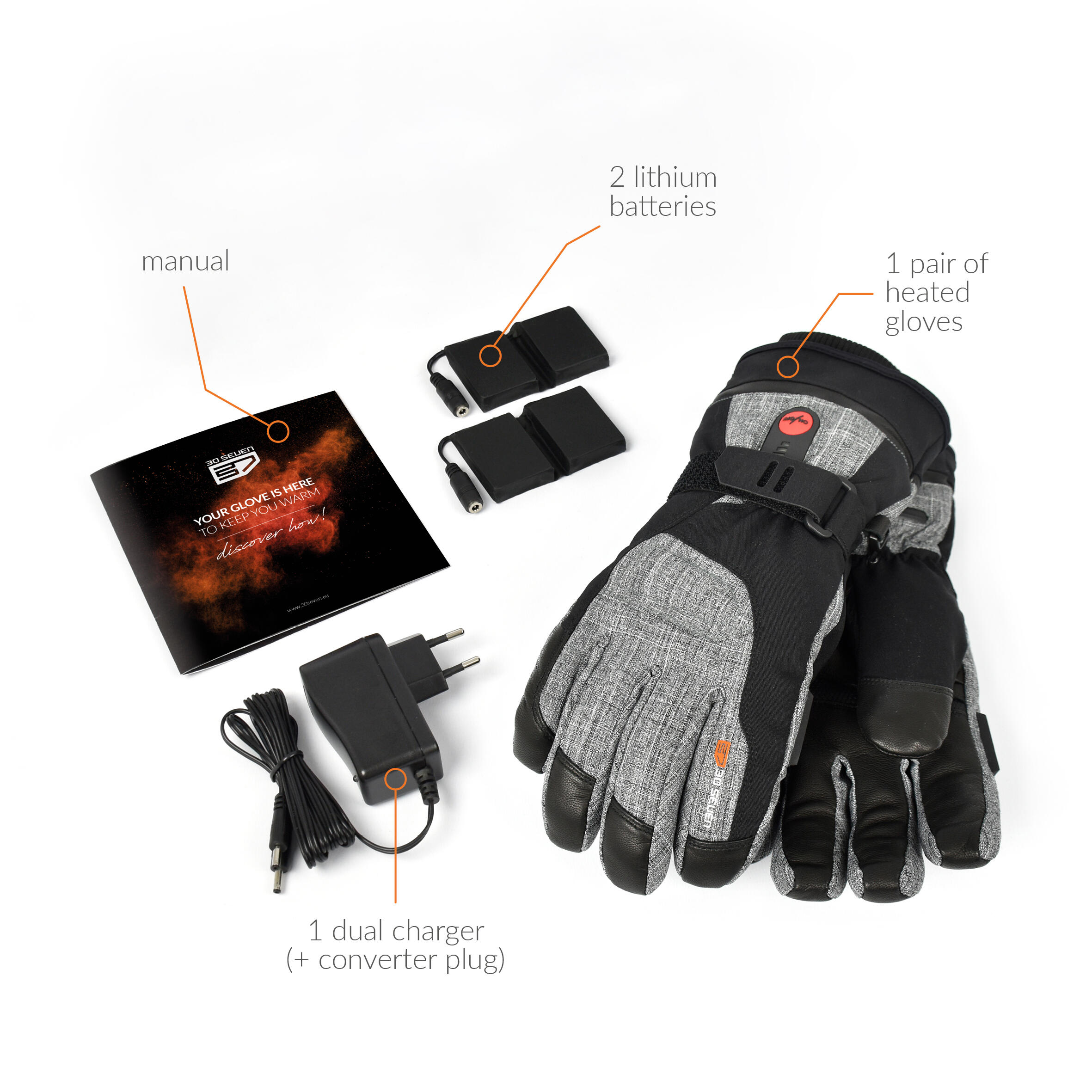 Gants Chauffants Unisexes - Extra-Chaudes avec Isolation Primaloft - Gris 5/7
