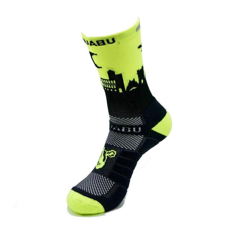 CHAUSSETTES #NIGHT RUNNING unisex - KAMUABU couleur JAUNE FLUOR Breeze