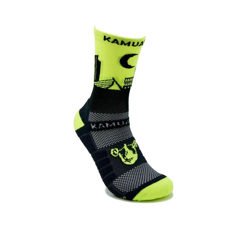 CHAUSSETTES #NIGHT RUNNING unisex - KAMUABU couleur JAUNE FLUOR Breeze