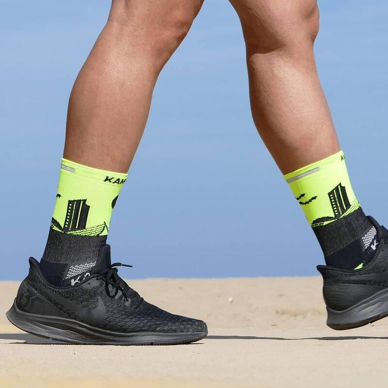 #NIGHT RUNNING SOCKS unisex - KAMUABU kleur GEEL FLUOR Breeze