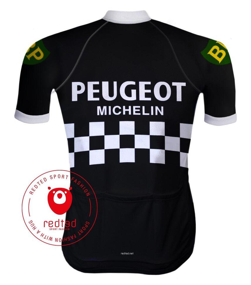 Koszulka rowerowa Peugeot Vintage - REDTED - Czarna