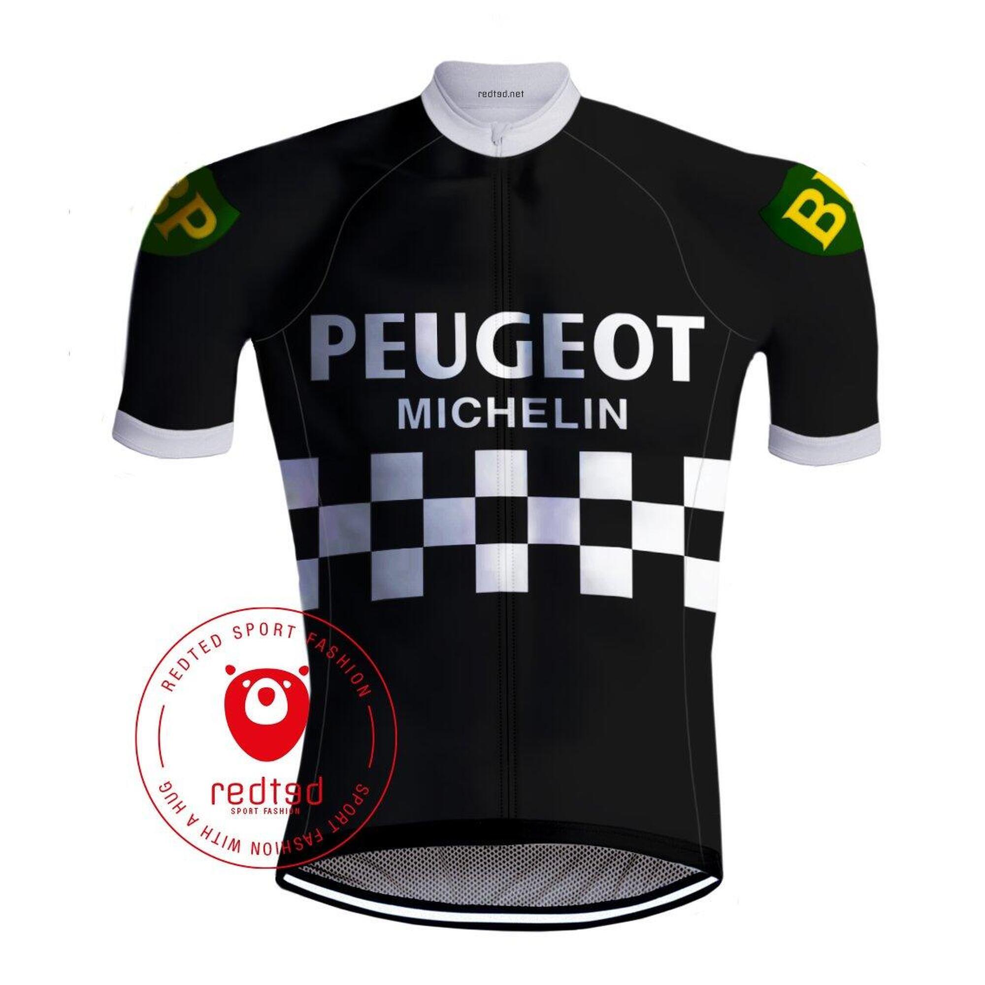 Vintage Peugeot Cycling Jersey - Redted - Black