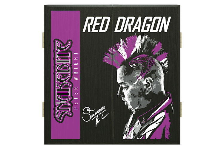 Red Dragon Dart Board Cabinet Deluxe Peter Wright World Champion Snakebite