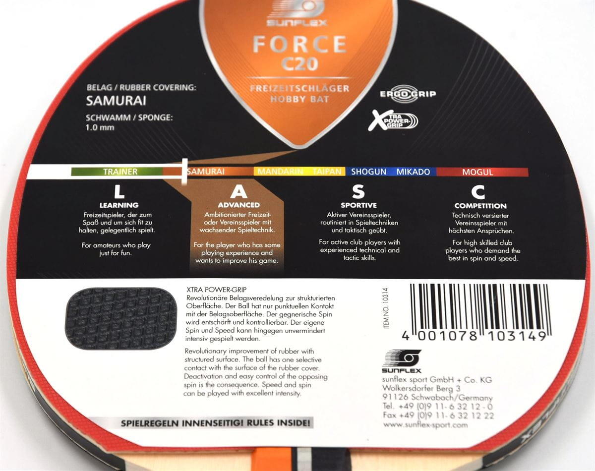 Racchetta da ping pong sunflex Force C20 3/7