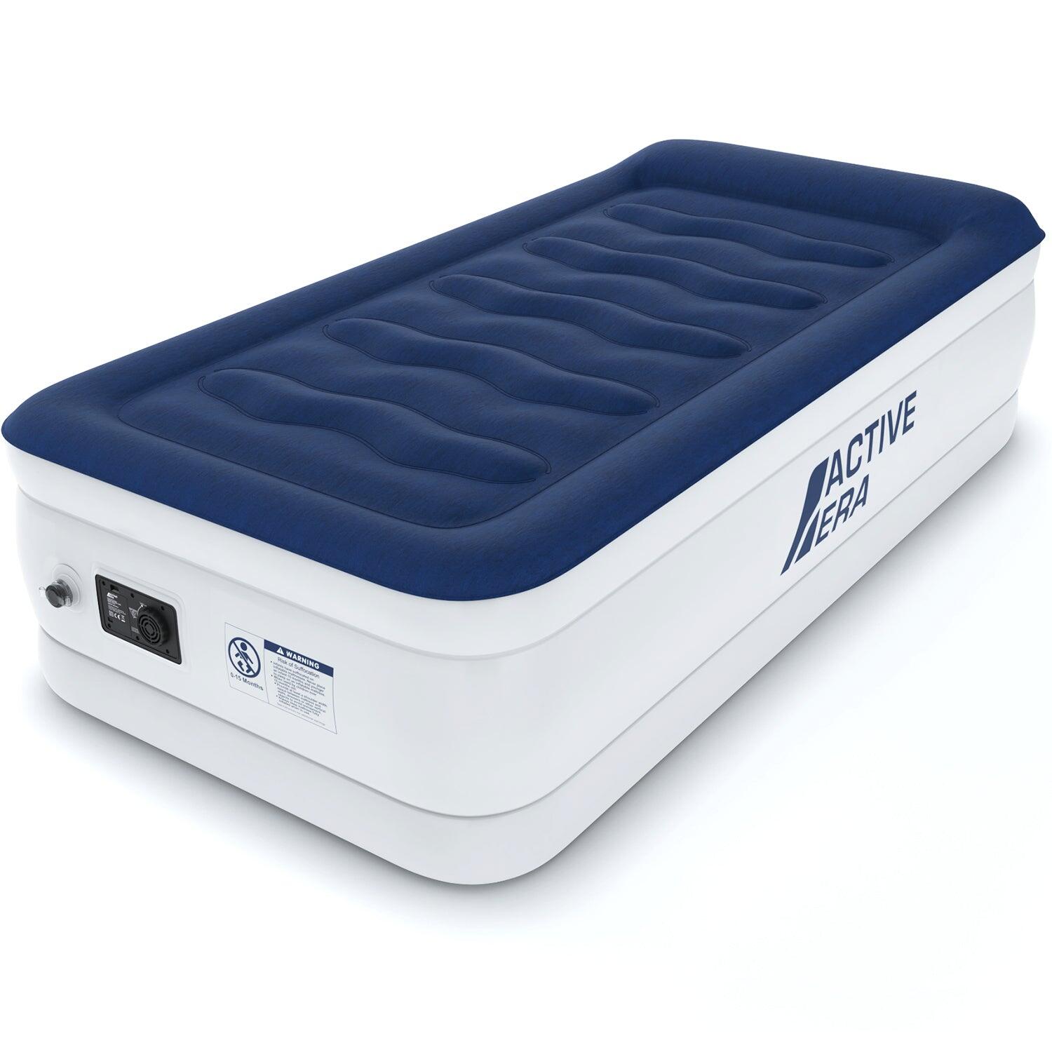 Colchão insuflável individual luxo – azul marinho/branco