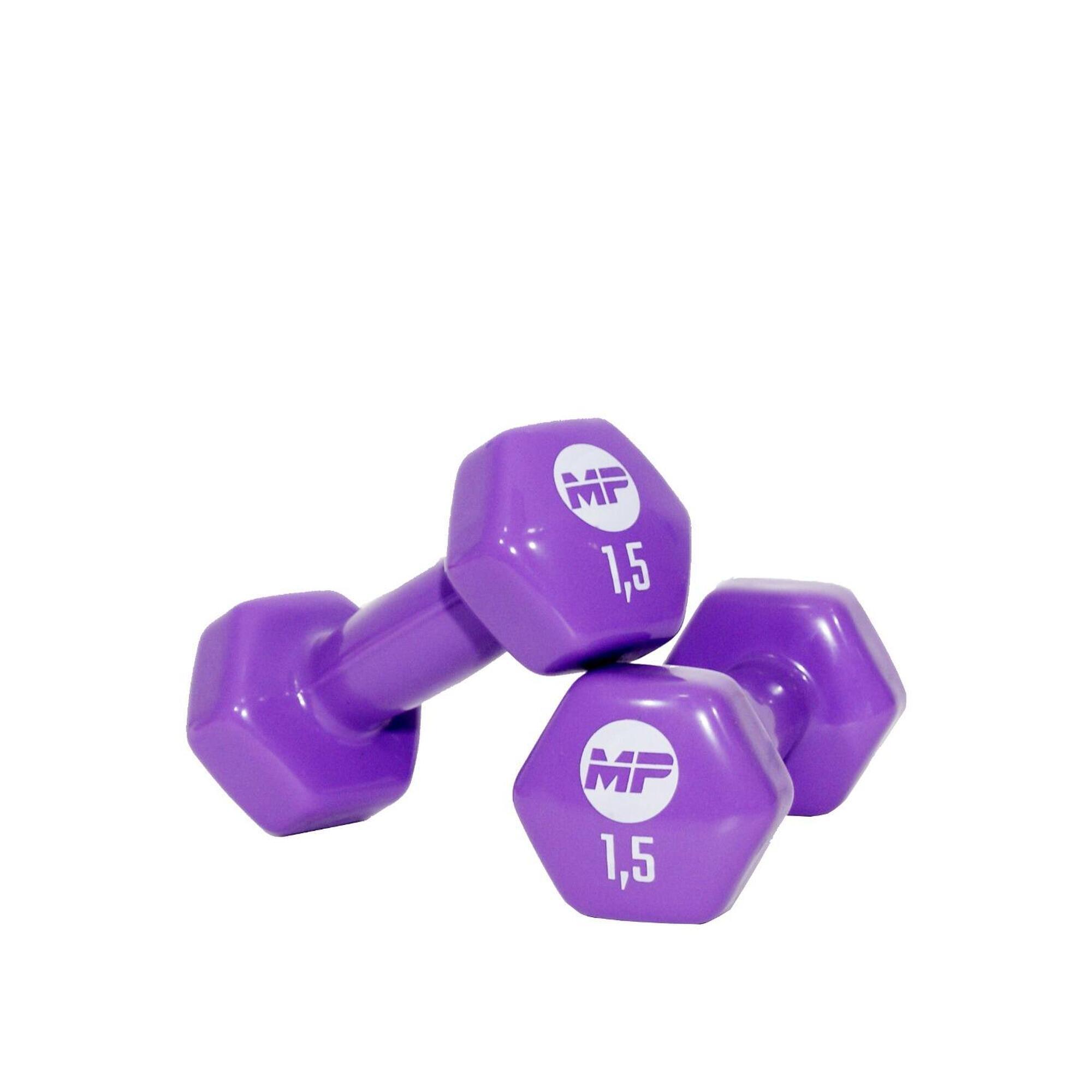 Muscle Power - Ensemble D'Haltères En Vinyle - Haltère - Violet - 3 Kg - Decathlon