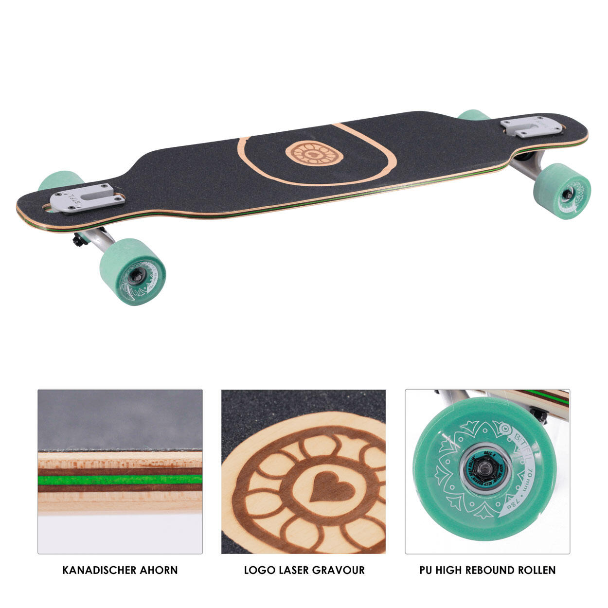 BTFL POLLY 3 - Drop through Longboard komplett für Anfänger und Fortgeschrittene 5/7