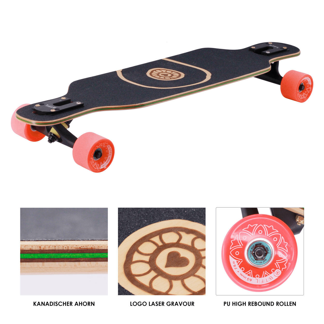 BTFL TOCO - Tukan longboard infantil para niños de 5 años - tabla completa 5/6