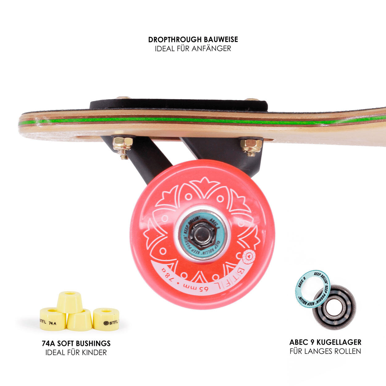 BTFL TOCO - Tukan longboard infantil para niños de 5 años - tabla completa 6/6