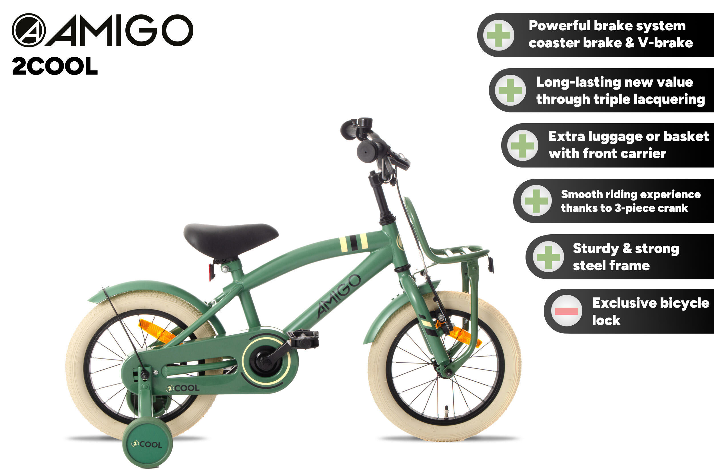 AMIGO Jongensfiets 2Cool 14 Inch Jongens Terugtraprem Groen 2/7