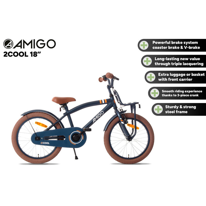 AMIGO Vélo garçon 2Cool 18 Pouces 28,5 cm Garçon Frein à rétropédalage Bleu