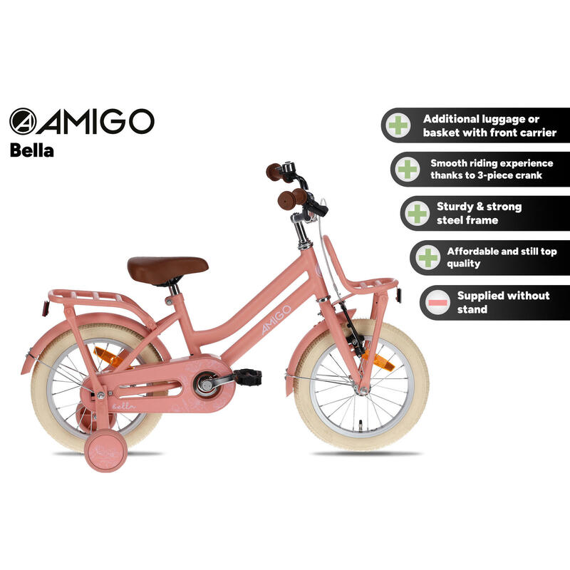 AMIGO Vélo fille Bella 12 Pouces 21 cm Fille Frein à rétropédalage Saumon