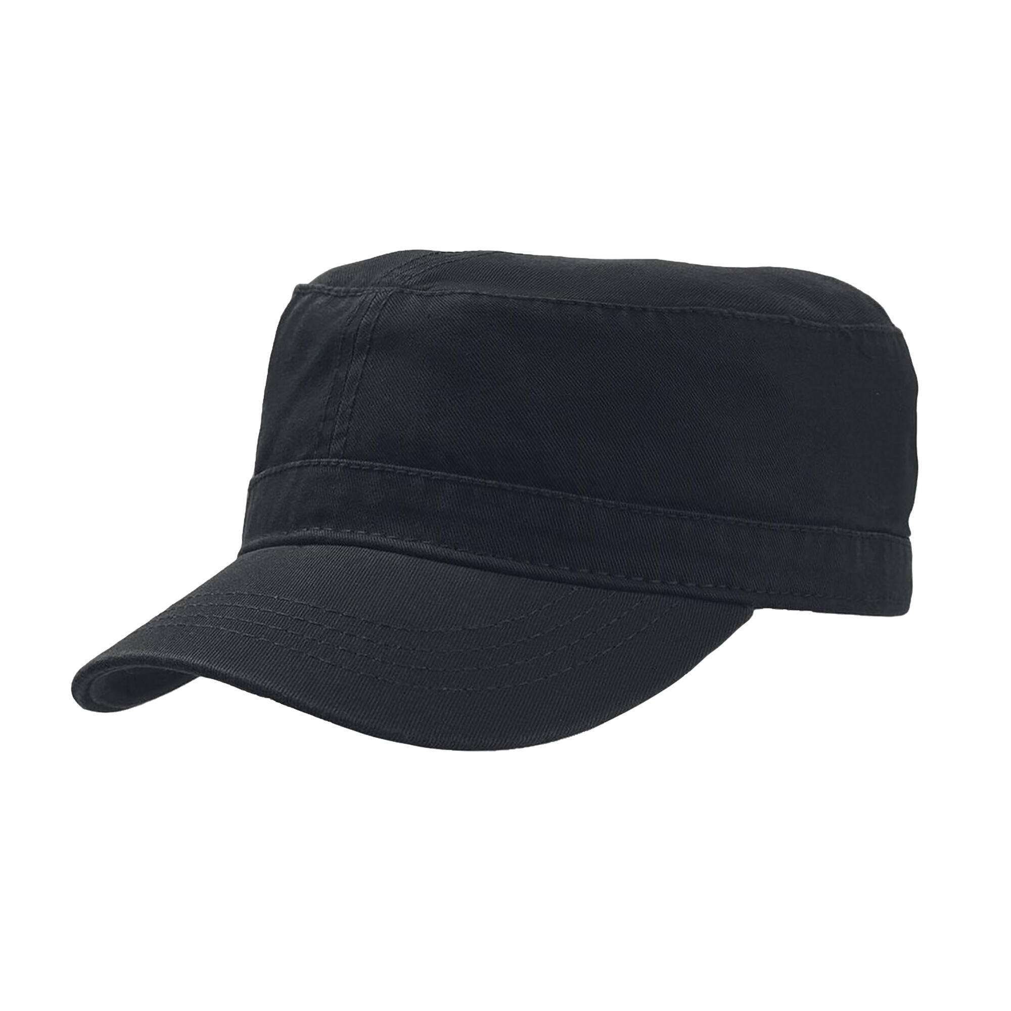 Mixed cotton twill military cap (Black)