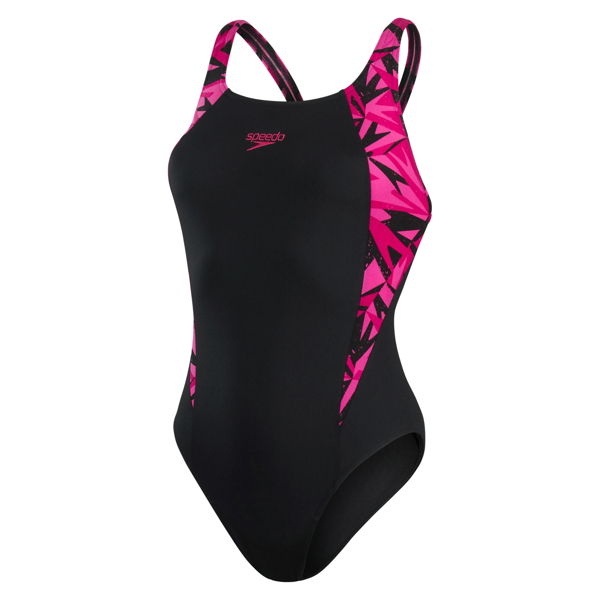 SPEEDO Womens/Ladies Hyperboom Splice Endurance+ One Piece Swimsuit (Black/Pink)