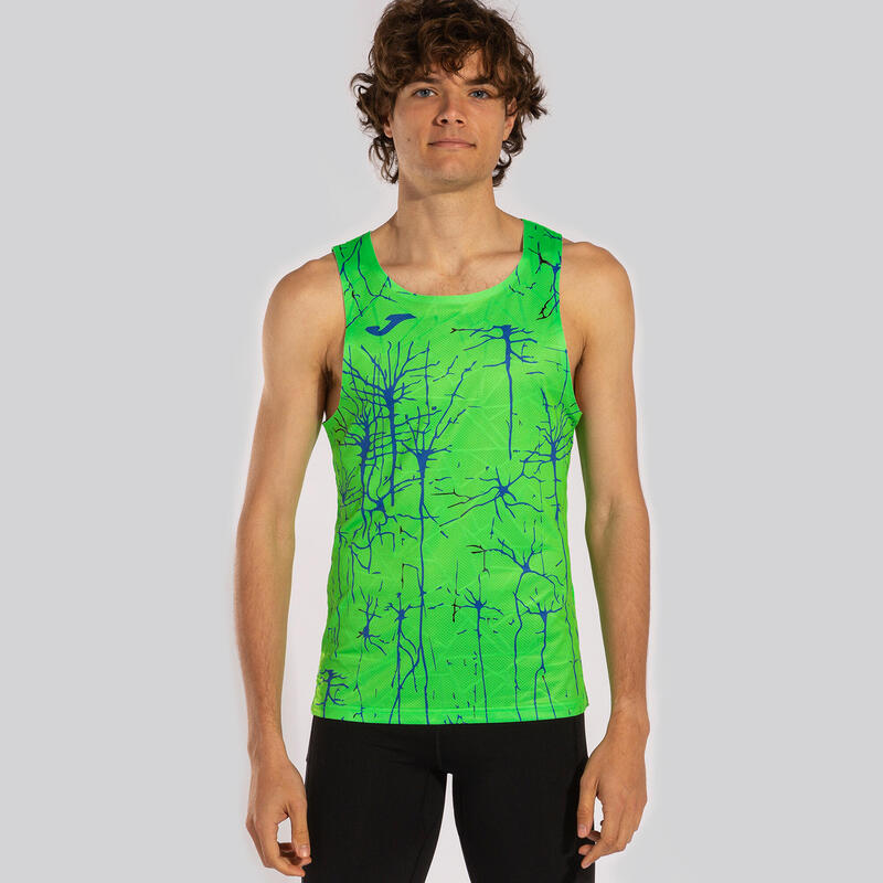 Camiseta Tirantes Running Hombre Joma Elite IX Verde Flúor