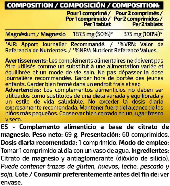 Citrato de Magnesio - 60 Tabletas IO.Genix 4/5