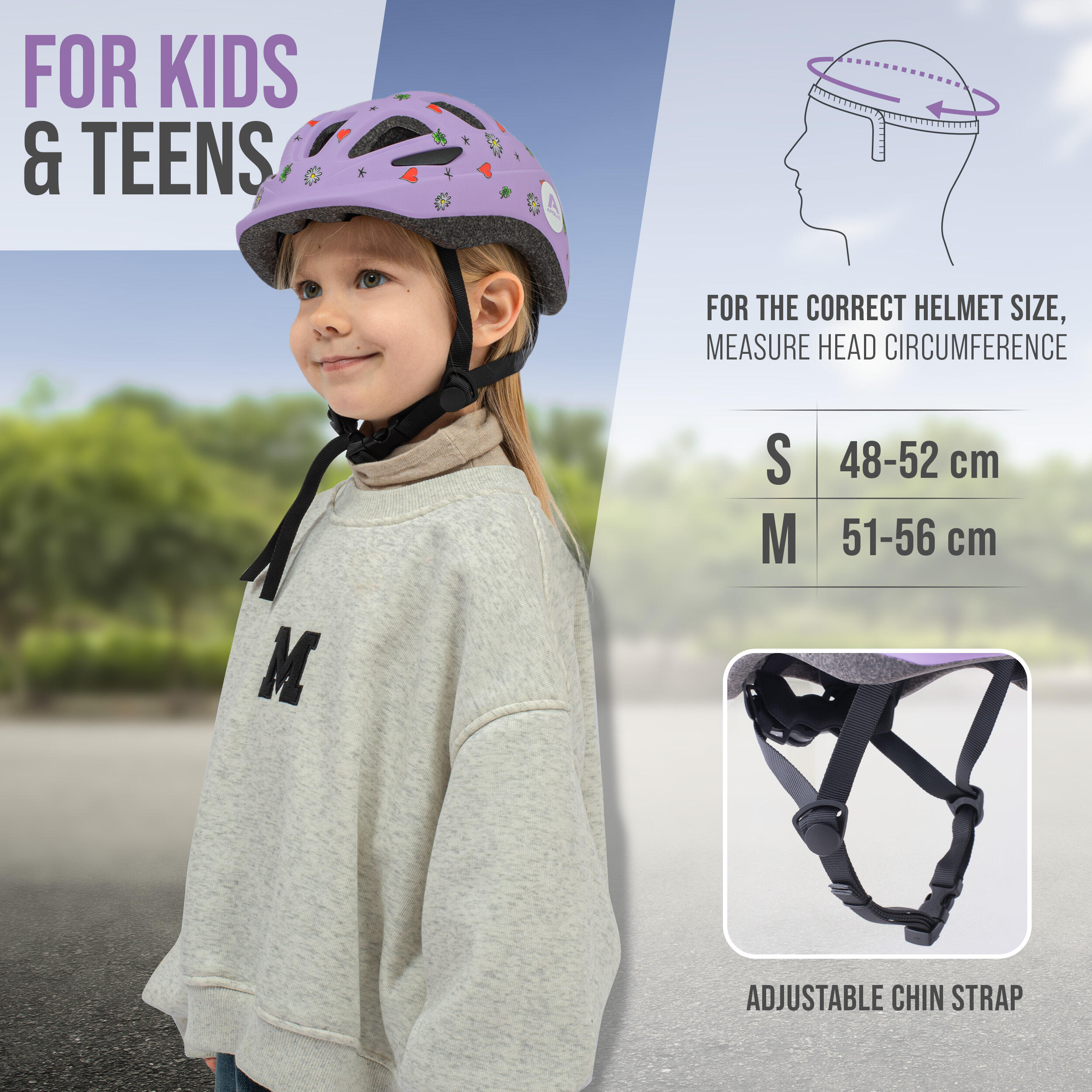 Kinder fietshelm, multisport, verstelbaar, voor jongens en meisjes vanaf 3 jaar 5/7