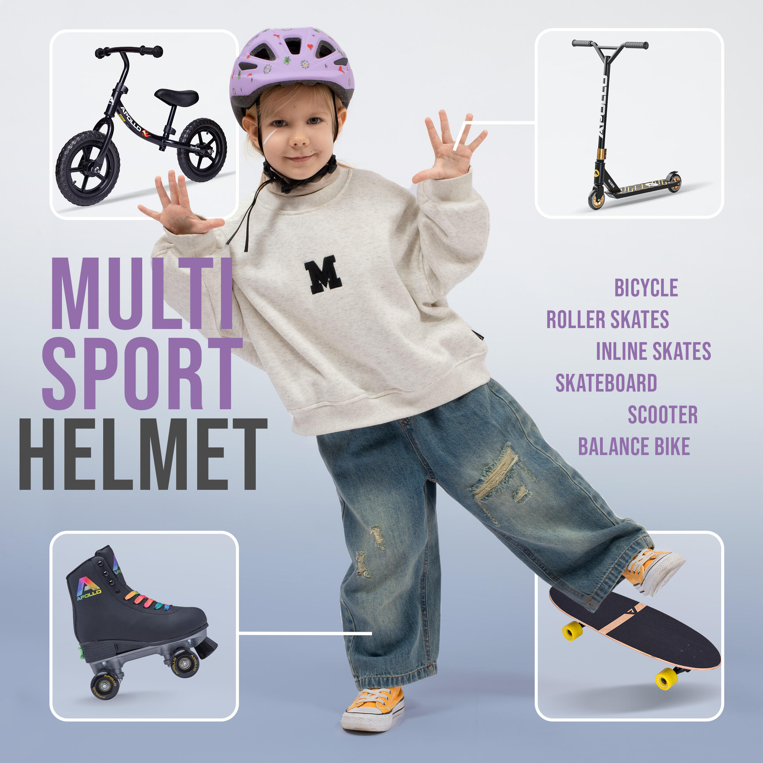 Kinder fietshelm, multisport, verstelbaar, voor jongens en meisjes vanaf 3 jaar 3/7
