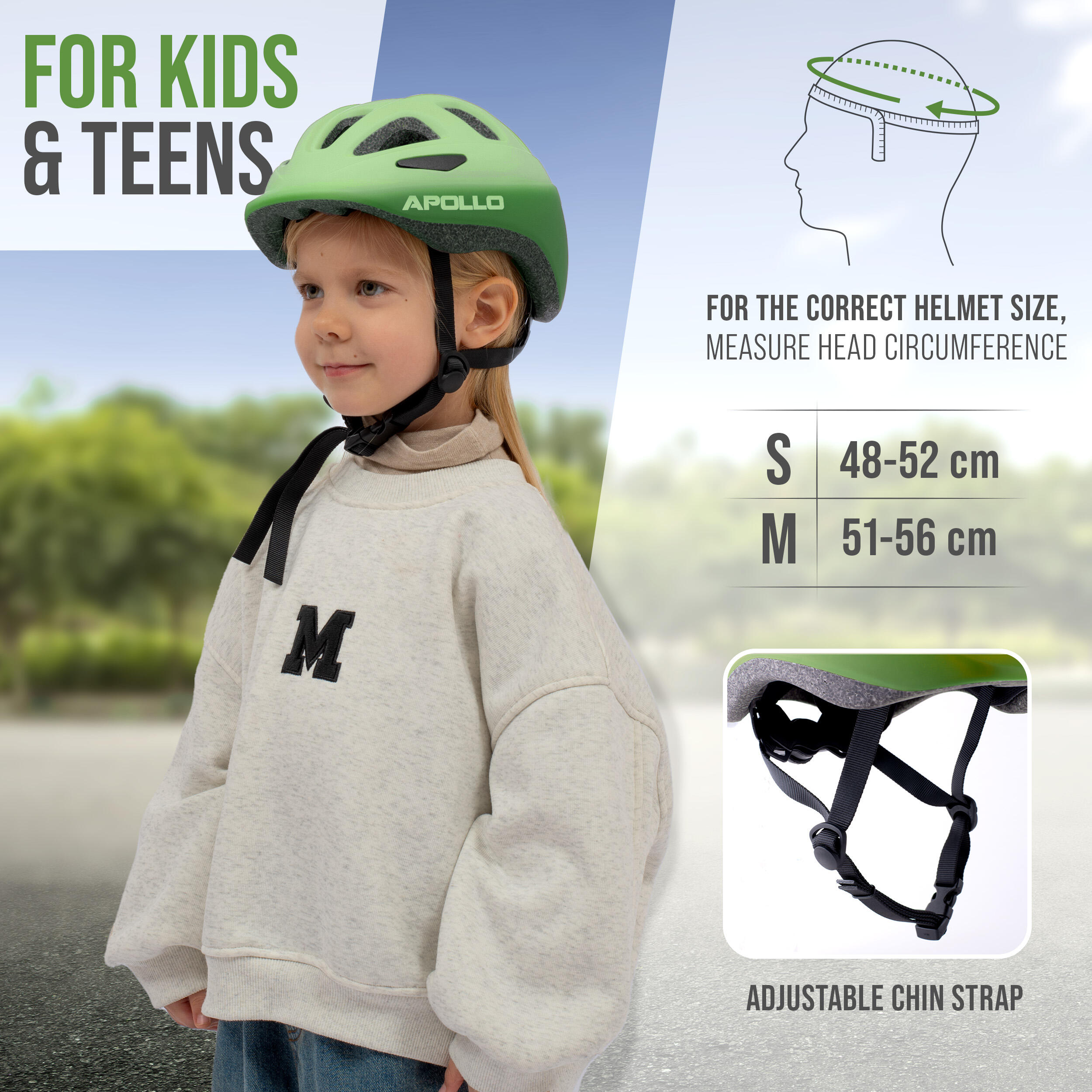 Kinderfietshelm verstelbaar, Green Fade - M (51-56 cm) 5/7