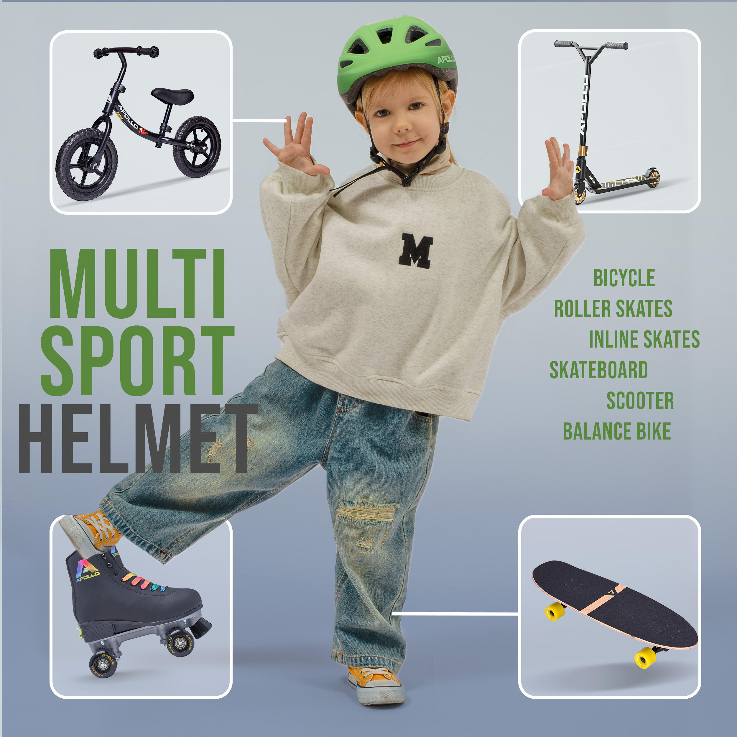 Kinderfietshelm verstelbaar, Green Fade - M (51-56 cm) 3/7