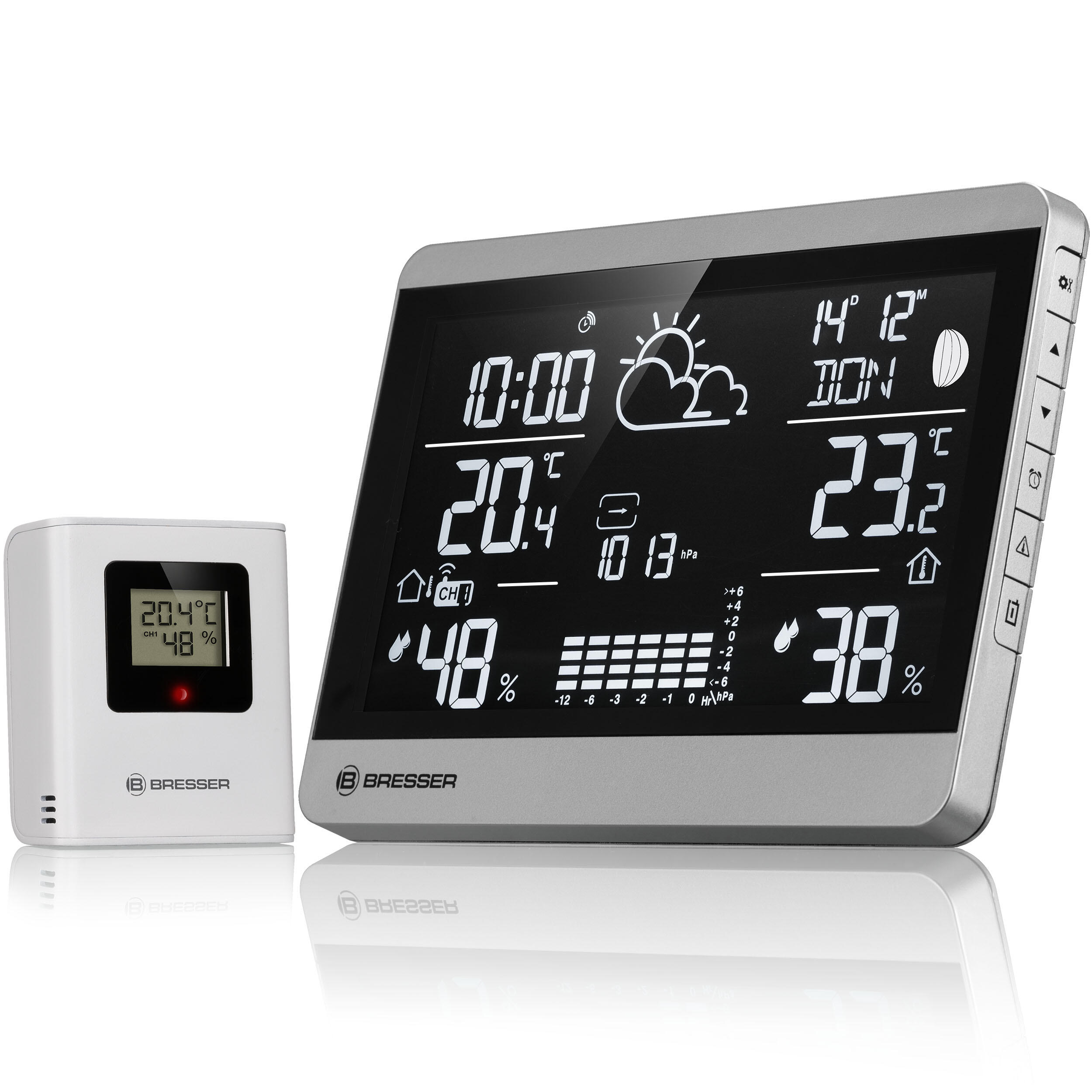 BRESSER Estação meteorológica elegante Pressão+Temperatura+Humidade+Função de alarme