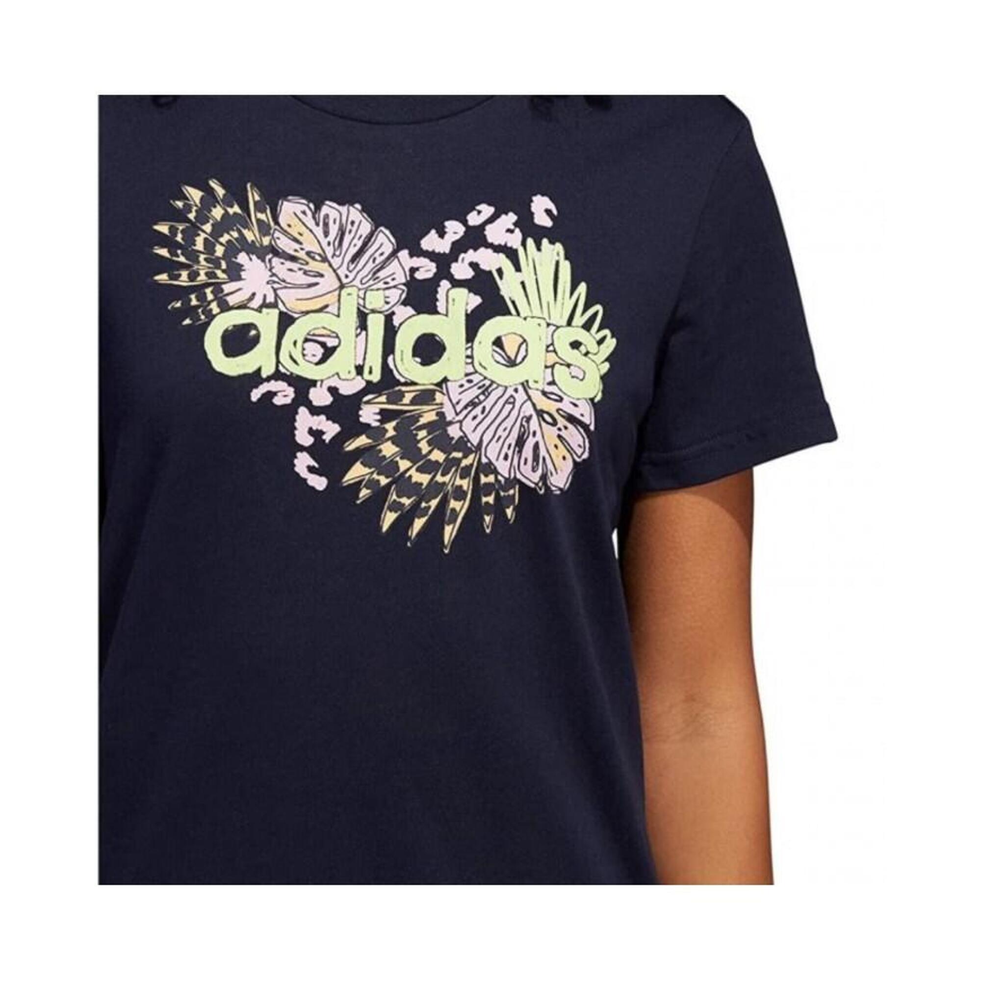 T-shirt à manches courtes femme Adidas Farm Print Graphic Bleu foncé