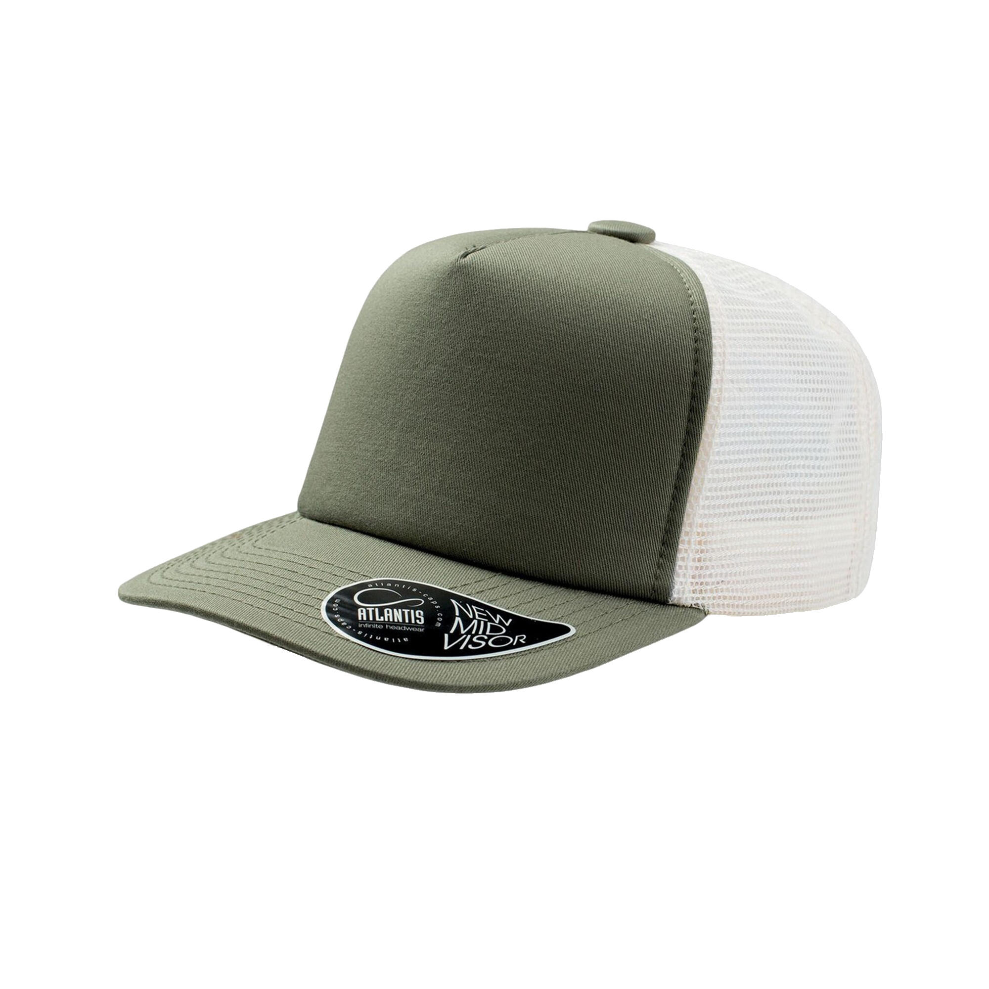 RECORD Mixed milongue visor trucker cap (Olive)