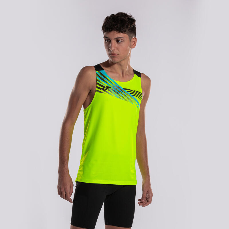 Camiseta Sin Mangas Running Hombre Joma Elite X Amarillo Flúor