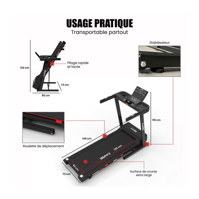 Tapis de course connecté - 16km/h - CARE - Jogger max - KINOMAP