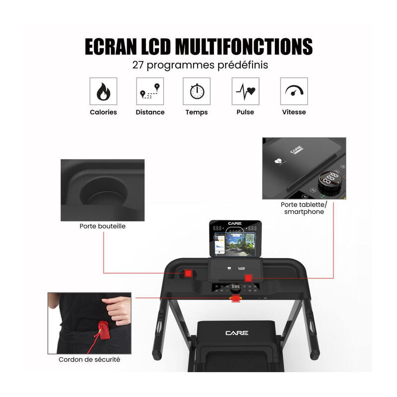 Tapis de course connecté - 16km/h - CARE - Jogger max - KINOMAP