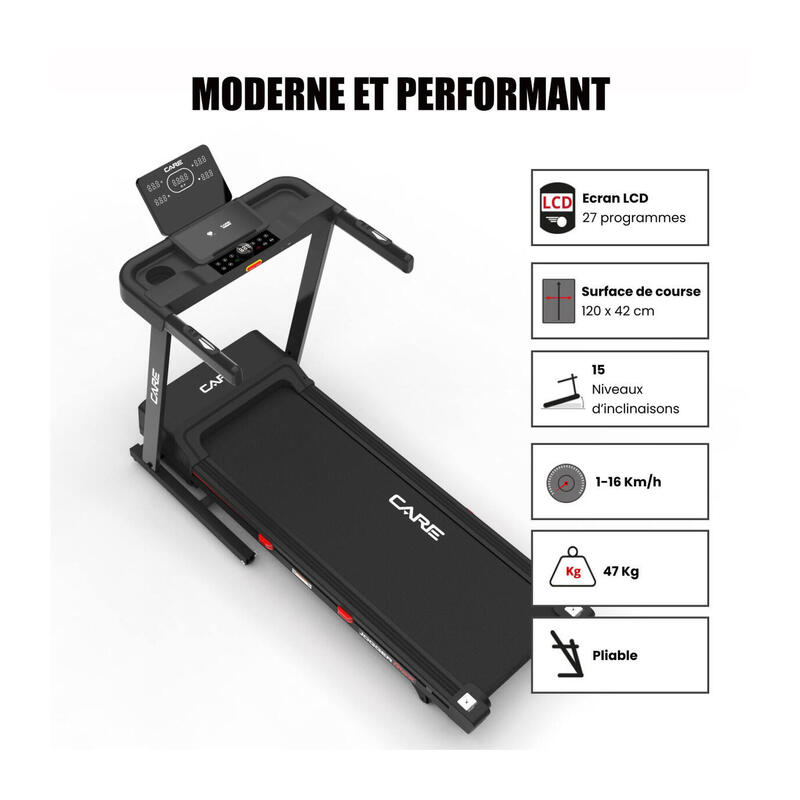 Tapis de course connecté - 16km/h - CARE - Jogger max - KINOMAP