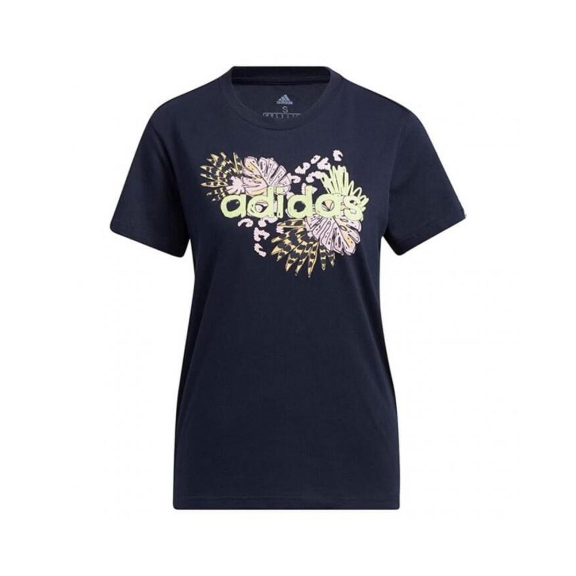 Camiseta de Manga Corta Mujer Adidas Farm Print Graphic Azul oscuro