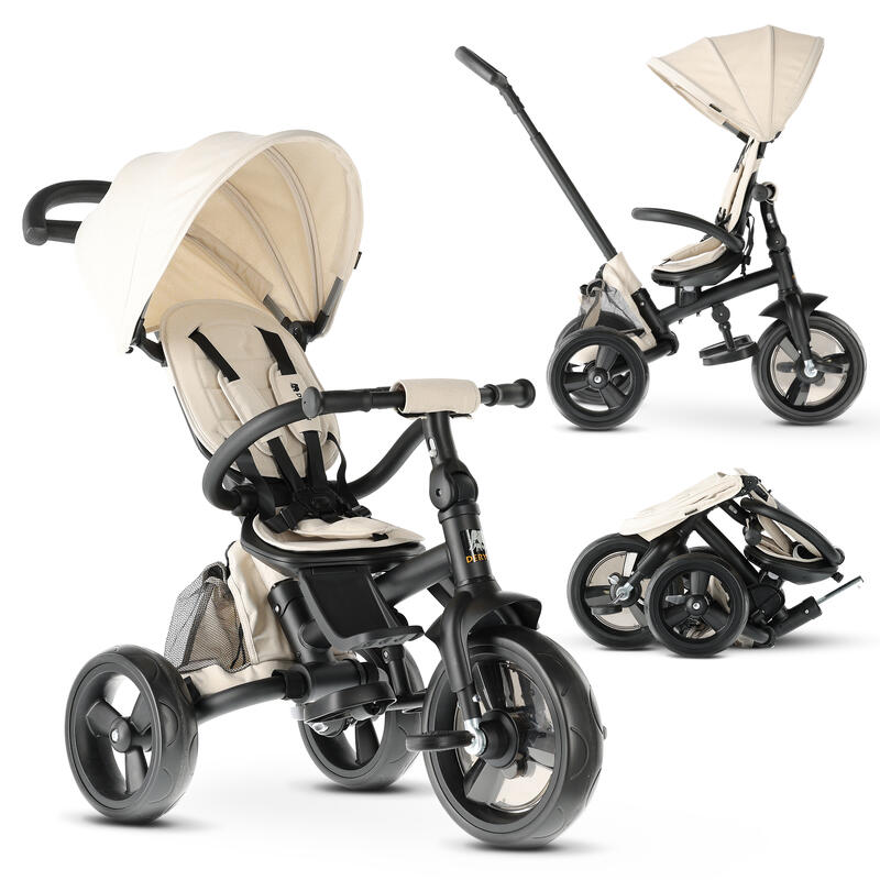 Triciclo DERYAN Explorer - Plegable y giratorio 360º - Taupe