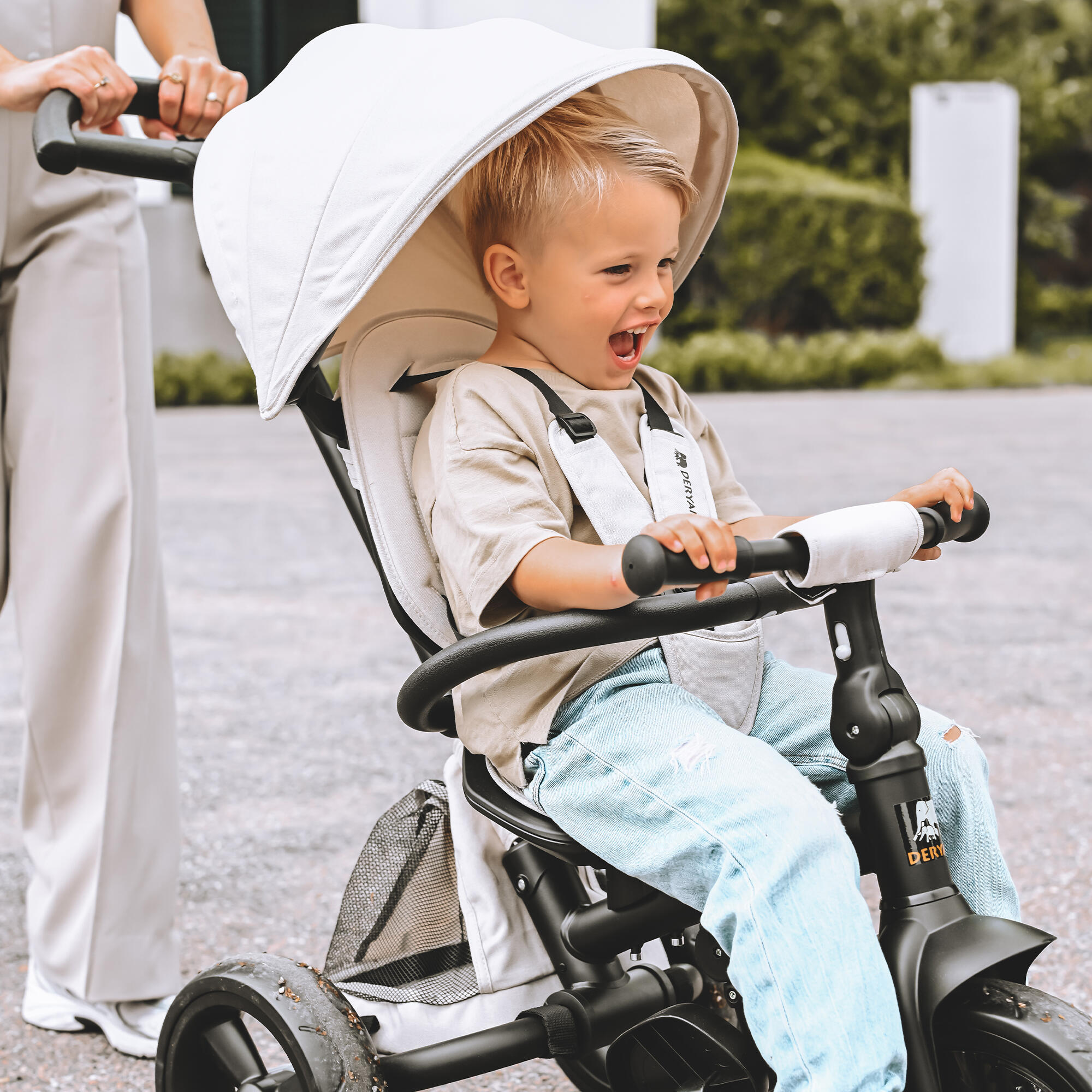 Tricycle Explorer - Pliable avec panier - Rotation à 360º - Crème 3/8