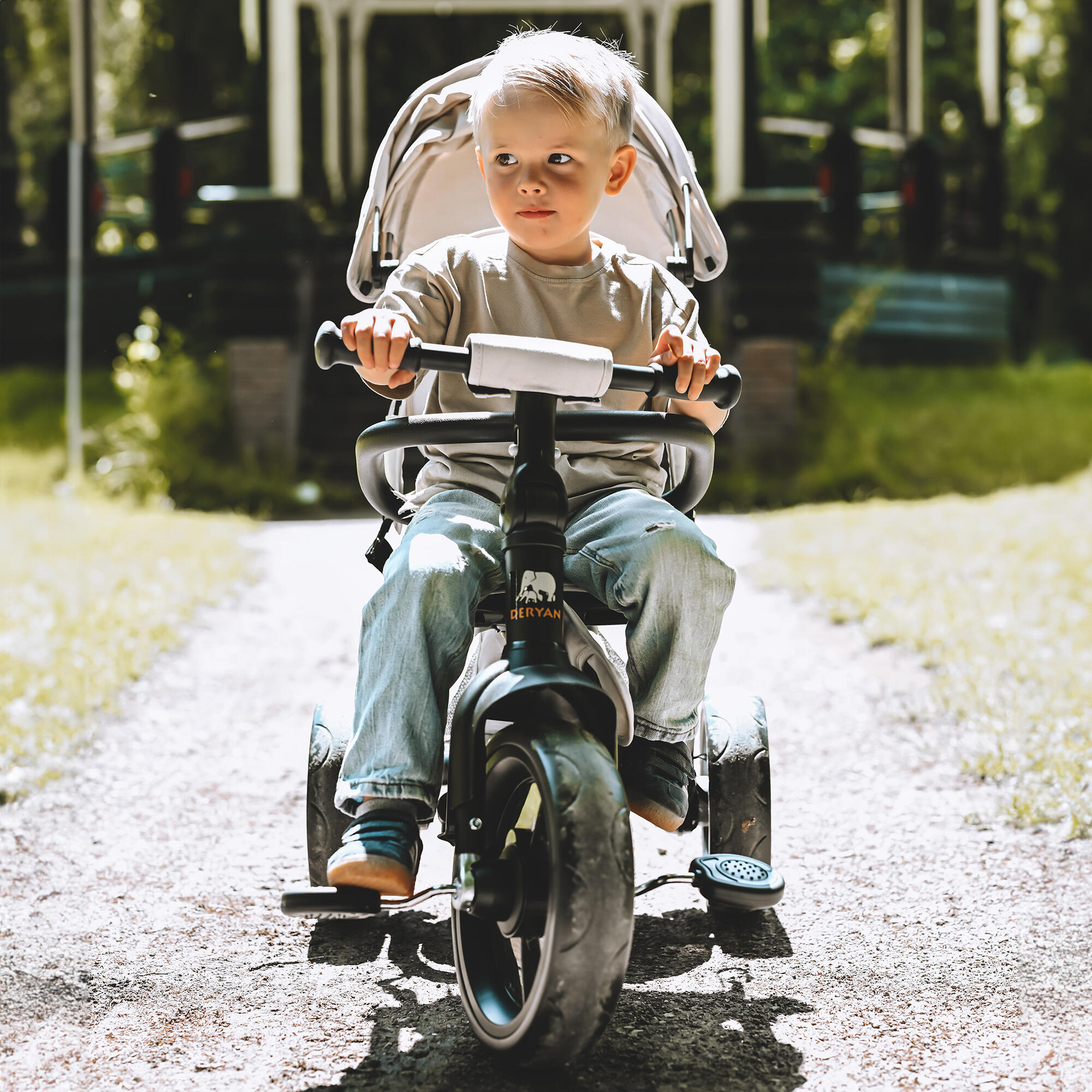 Tricycle Explorer - Pliable avec panier - Rotation à 360º - Crème 6/8