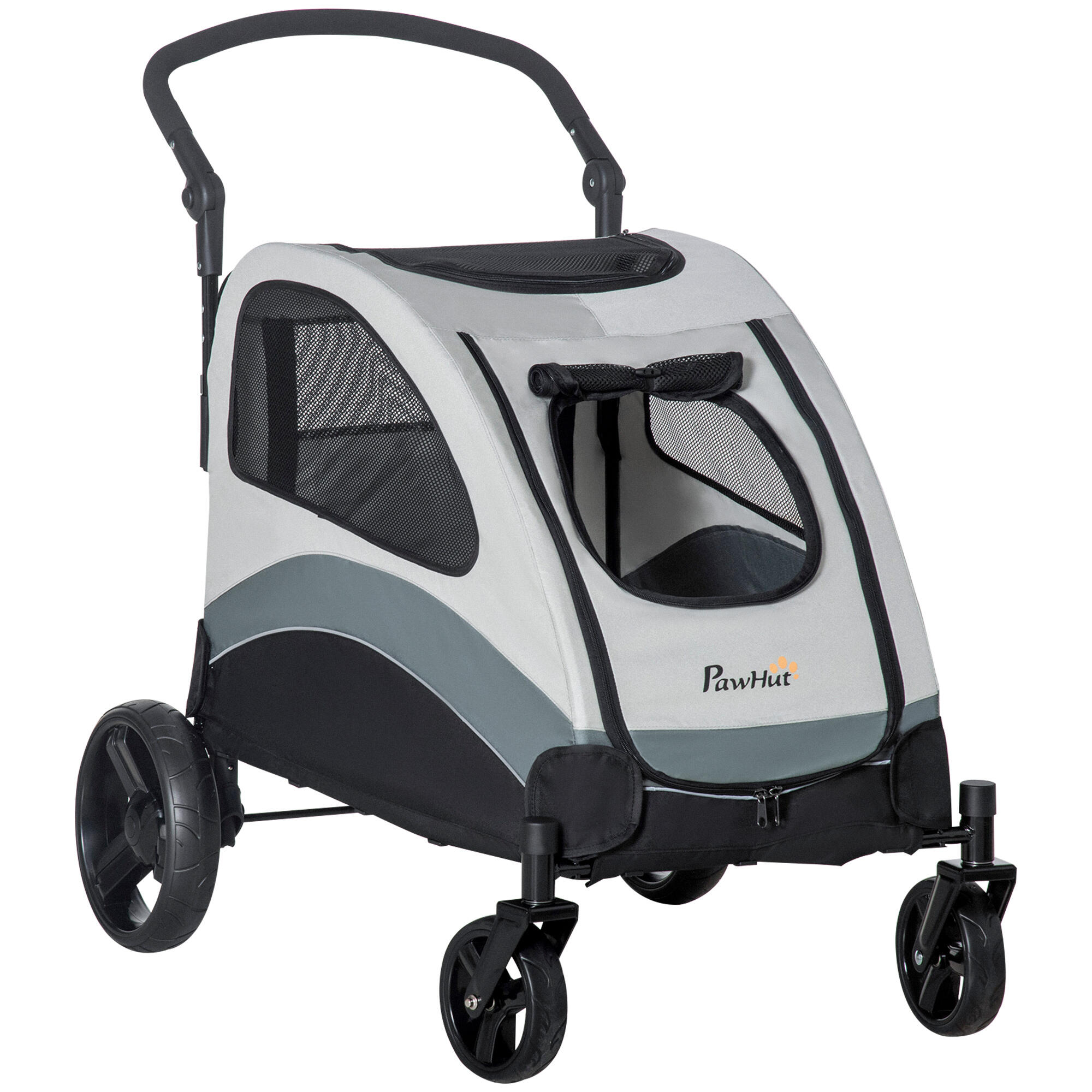 Carrinho para animais de estimação pawhut 107x72x102cm cinzento