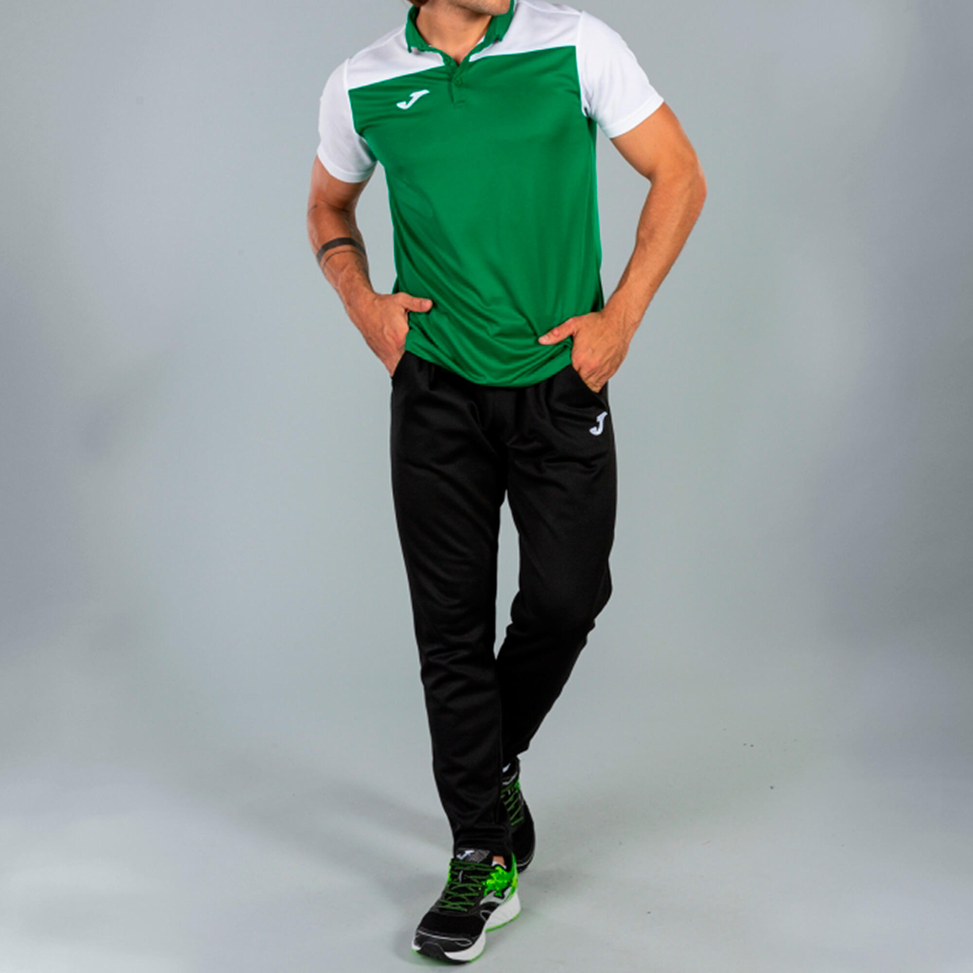 Polo Manches Courtes Football Homme Joma Hobby II Vert 3/7