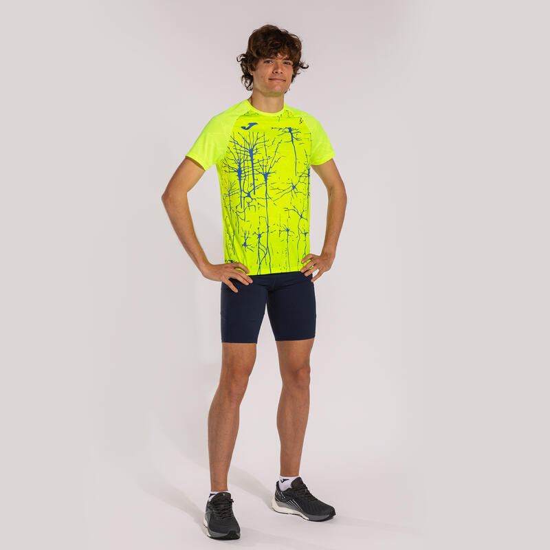 Camiseta Manga Corta Running Hombre Joma Elite IX Amarillo Flúor