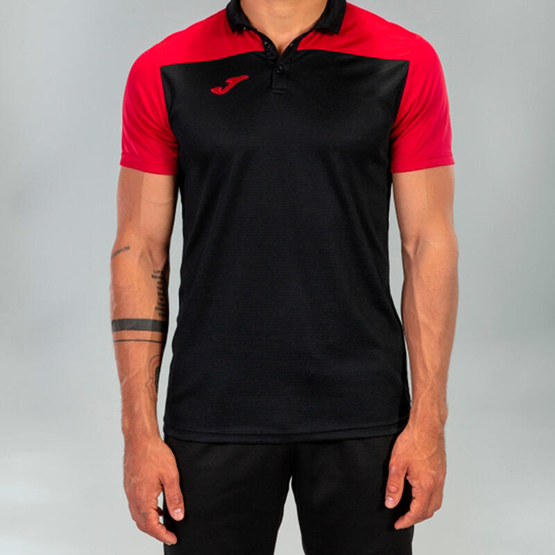 Polo Manches Courtes Football Homme Joma Hobby II Noir