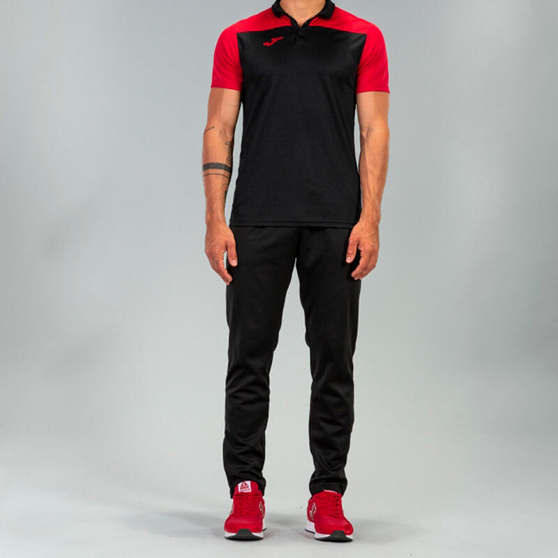 Polo Manches Courtes Football Homme Joma Hobby II Noir