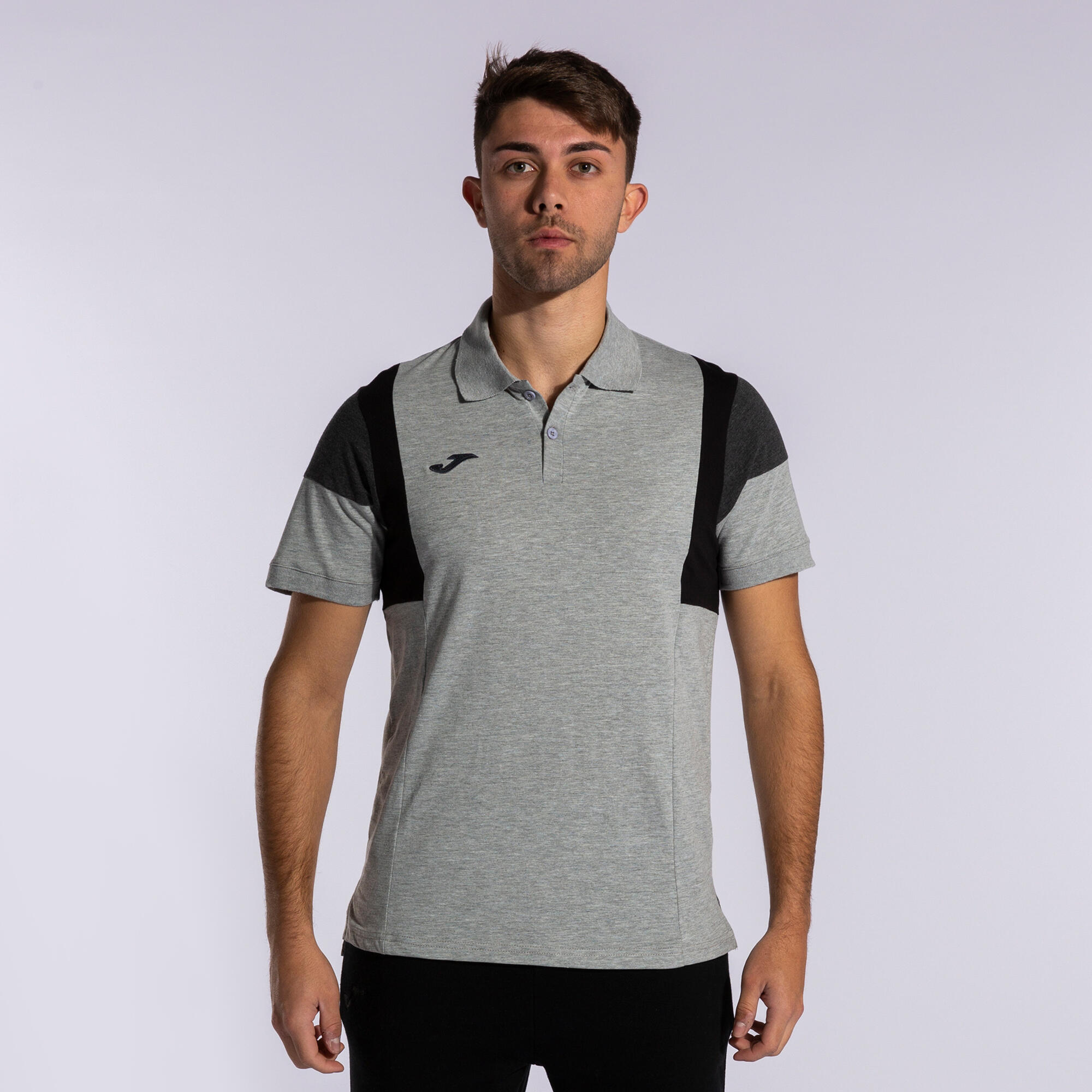 Polo Manches Courtes Football Homme Joma Confort III Gris Melange 2/7
