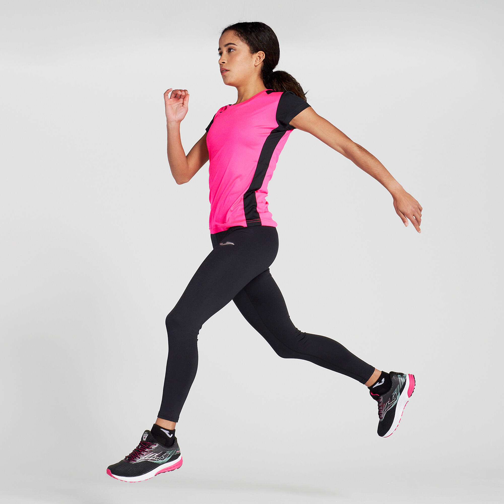 T-Shirt Manga Curta Running Mulher Joma Record II Rosa Fluor 4/5