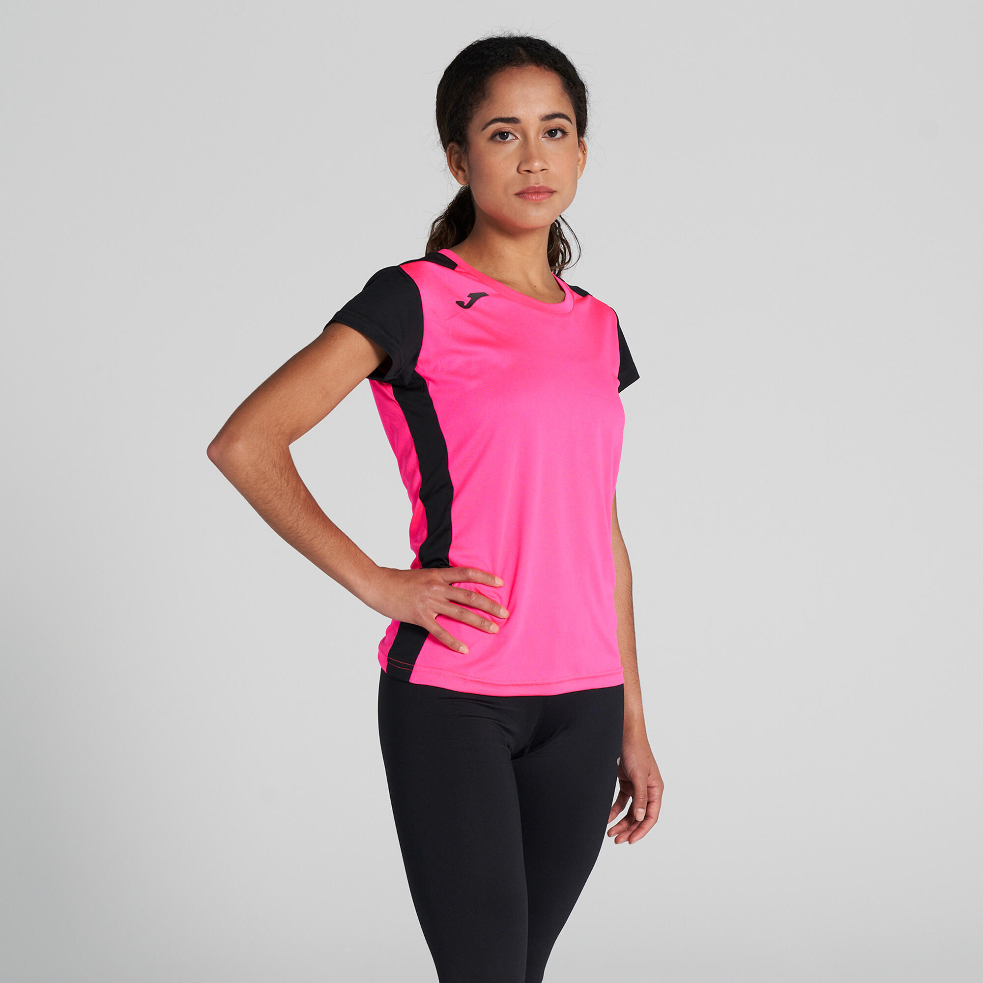 T-Shirt Manga Curta Running Mulher Joma Record II Rosa Fluor 2/5