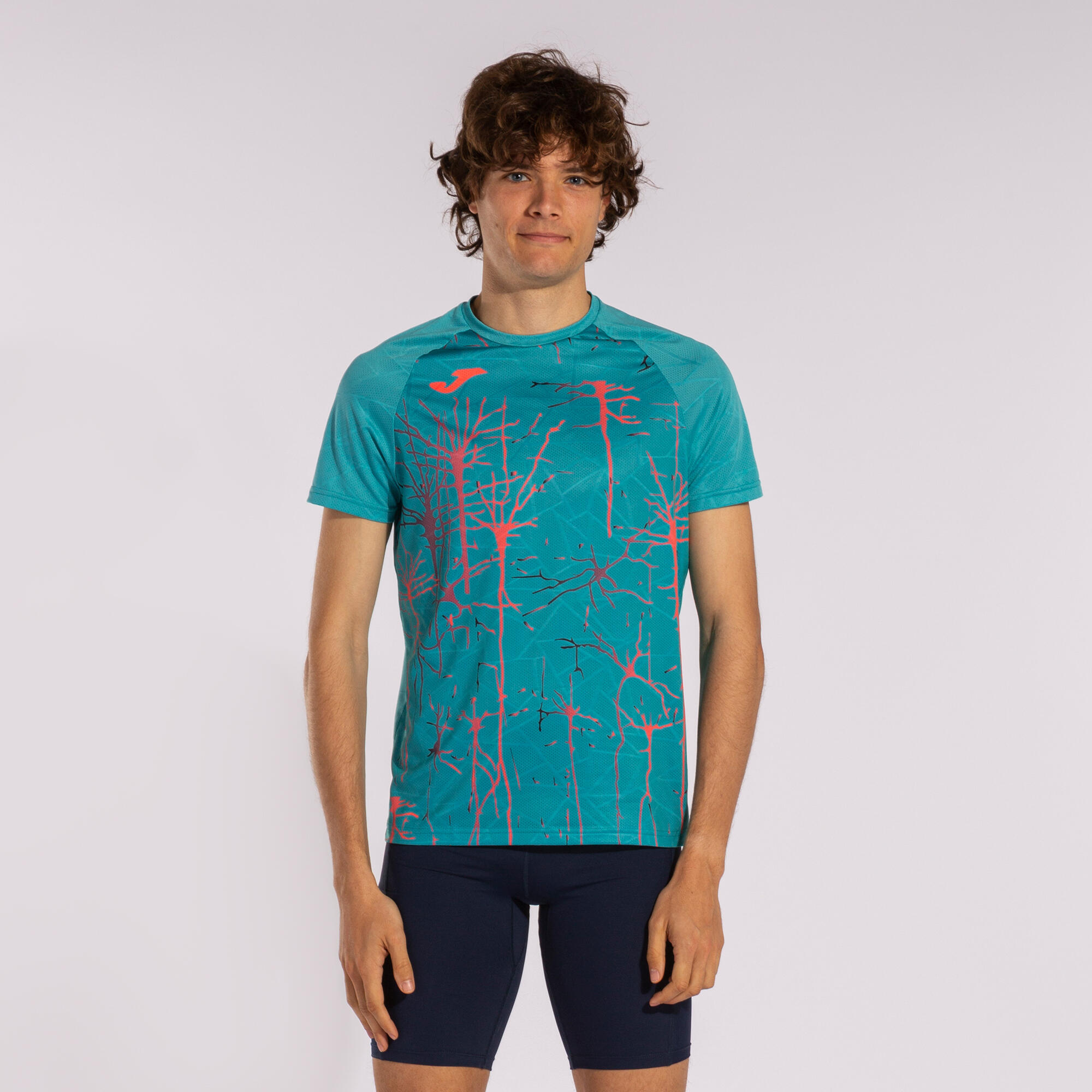 T-Shirt Manga Curta Running Homem Joma Elite IX Azul-Turquesa 2/5